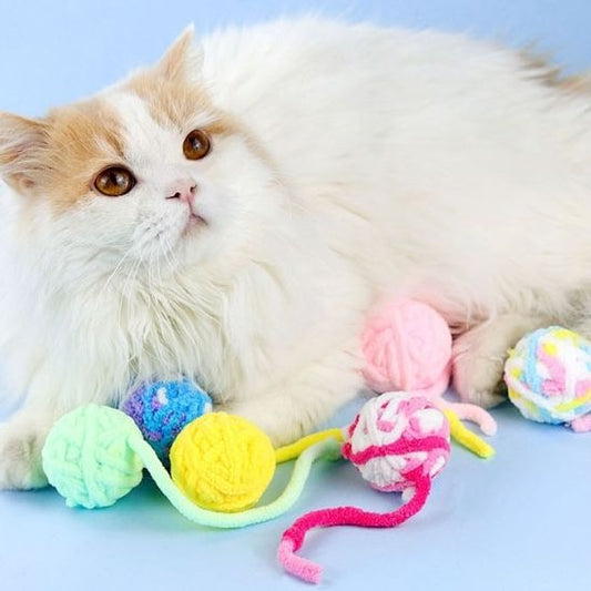 Boules colorées avec clochette pour chat - Chatjouets