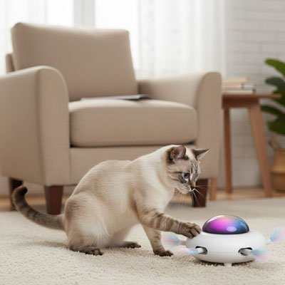 Jouet chat interactif | OVNI avec plume - Chatjouets