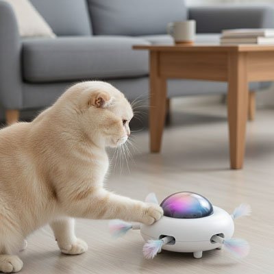 Jouet chat interactif | OVNI avec plume - Chatjouets
